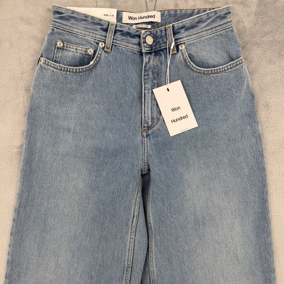 Won Hundred Kiri Wash 4 Denim Jeans Light Wash Wide Leg Made in Italy W28 L34 - Picture 2 of 16